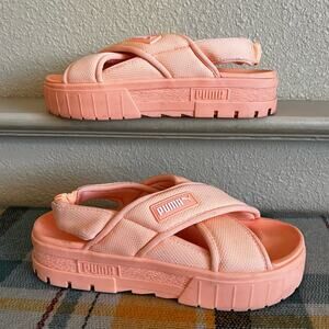Puma Peach Crossband Platform Slides